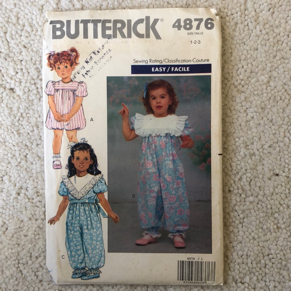 1990 new  vintage Butterick toddler Party Pants sewing pattern